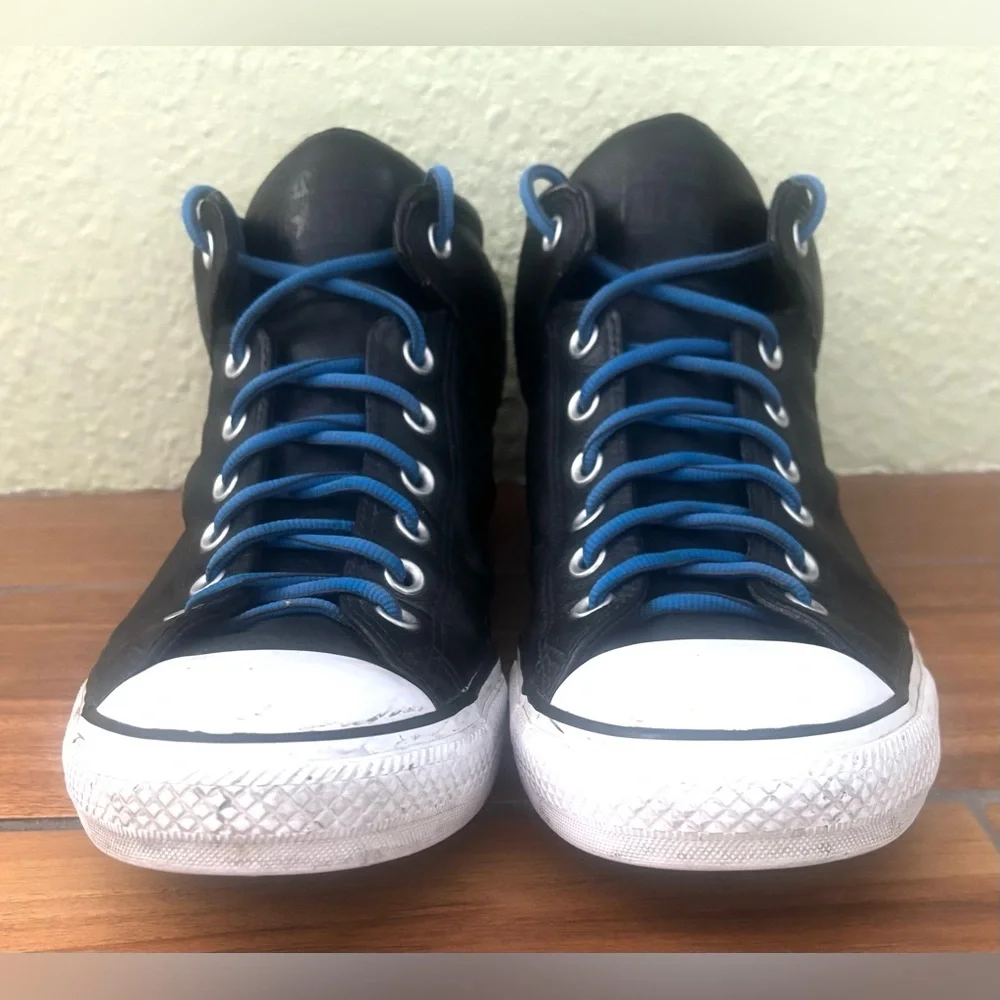 Converse Chuck Taylor All Star Leather High-Top Sneakers Blue Laces Size: 12 - Picture 4 of 8